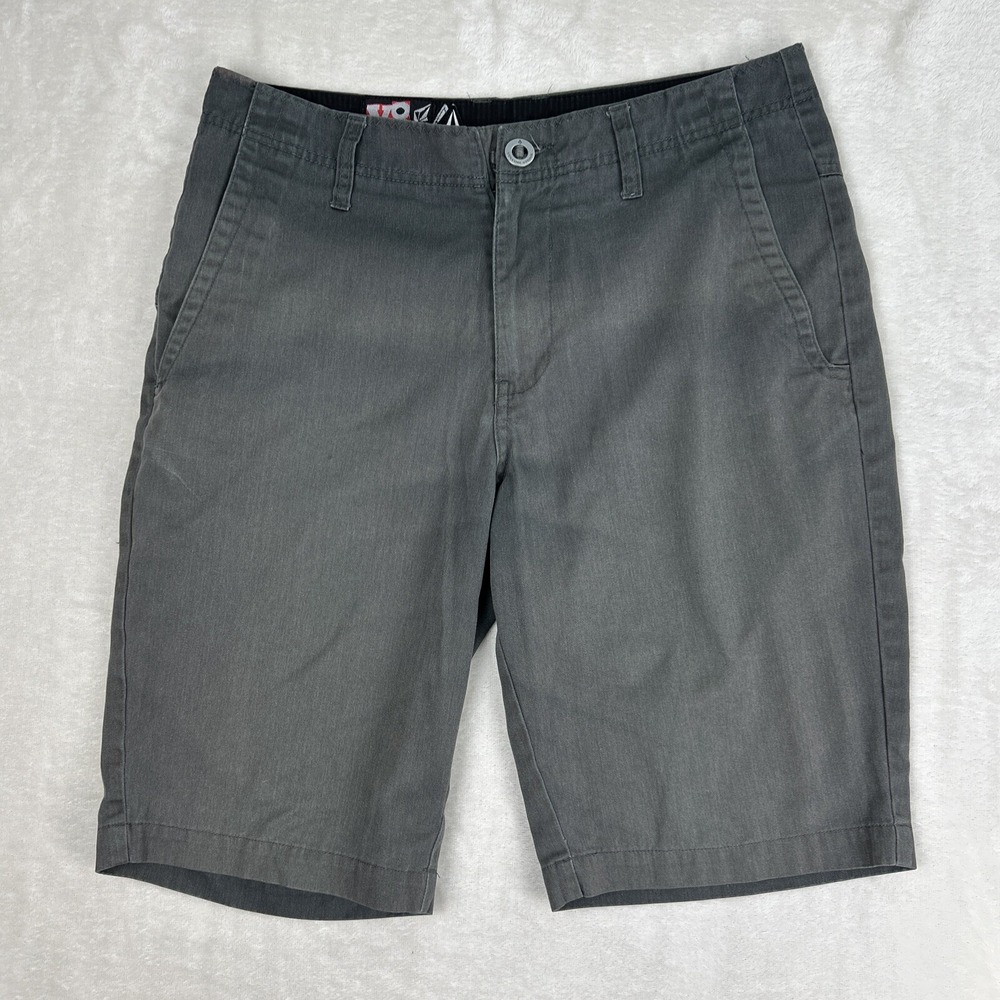 Volcom Shorts Mens 31x11 Flat Front Chino Gray Casual Comfort Board Skater